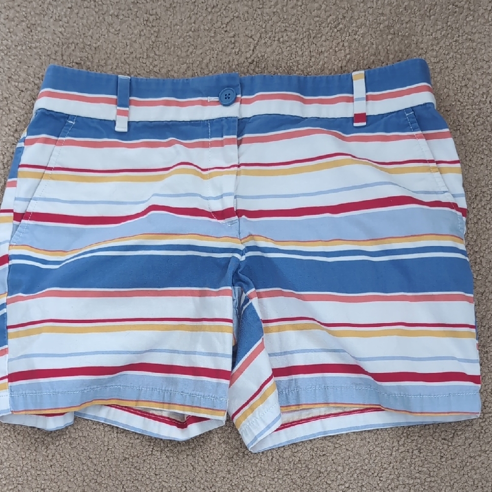 LOFT Women's Striped Shorts in Blue, Red, Yellow, and White